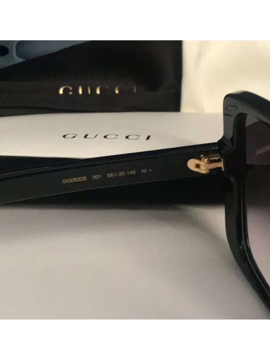 New Authentic Gucci GG0632S 001 Black Square Sunglasses Grey Gradient Lenses main image 8